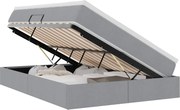 vidaXL Pat cu saltea și spațiu de depozitare Gri deschis 140 x 190 cm