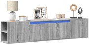 vidaXL Comodă TV de perete cu lumini LED, gri sonoma, 180x31x39,5 cm