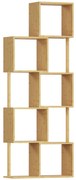 HOMCOM Librărie modernă și asimetrică cu 5 niveluri din bambus, 62.5 x 23 x 165 cm, lemn | Aosom Romania