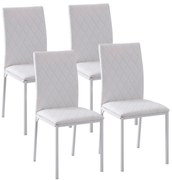 HOMCOM Scaune Sufragerie 4piese, cu Design Modern și Imitație de Piele, 41x50x92 cm, Alb | Aosom Romania