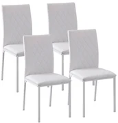 HOMCOM Scaune Sufragerie 4piese, cu Design Modern și Imitație de Piele, 41x50x92 cm, Alb | Aosom Romania