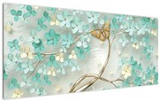 Tablou cu flori și fluturi (120x50 cm)