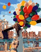 Pictura pe numere cu un cadru "Cuplu cu baloane" 50x40 cm