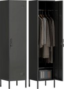 HOMCOM Spind metalic cu ușă închisă cu cheie și bară pentru haine, spind metalic individual pentru acasă sau birou, Negru | Aosom Romania