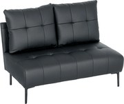 HOMCOM Divan cu Două Locuri Compact din Piele Sintetică, Divan Modern Capitonat cu Nasturi cu Îmbunătățire Spumoasă și Picioare din Lemn, Canapea Fără Brațe pentru Sufragerie și Birou, 115x73x83 cm, Negru | Aosom Romania