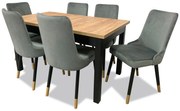Set mobilier sufragerie Alita 1 (stejar auriu + negru) (pentru 6 persoane). 1036005