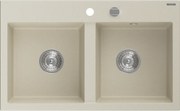 Mexen Hektor chiuvetă de granit cu 2 cuve 800 x 480 mm, bej, sifon crom - 6521802000-69