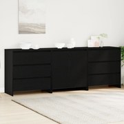 vidaXL Bufet cu sertar 3 pcs Negru 70 x 41 x 75 cm Lemn compozit