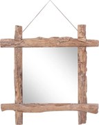 vidaXL Oglindă din bușteni, natural, 70x70 cm, lemn de tec reciclat
