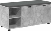 vidaXL Bancă pentru hol cu pernă cu raft Gri Beton 100 x 38 x 46 cm