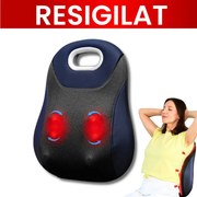 Aparat Masaj Spate Suporto cu Vibromasaj Terapeutic, Role cu Noduri de masaj, Incalzire cu infrarosu, Forma de perna lombara, Urmează curbura