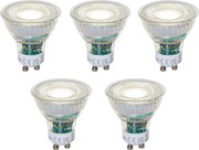 Set de 5 becuri LED GU10 50mm reglabile, clare, 2,5W, 450 lm, 4000K
