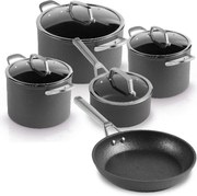 Set oale si tigaie Ninja Zerostick Premium C35005DE, 9 piese, Tehnologie antiaderenta, Pana la 260°C, Inductie, Negru