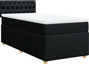 vidaXL Pat box spring cu saltea, negru, 100x200 cm, textil