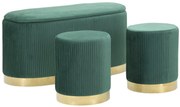 Mauro Ferretti Banca Cu Depozitare Și Taburet Shopy Green Set 3 Bucăți Cm 80X37X42-29X33 | Aosom Romania