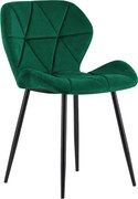 Scaun de masa MANGO VELVET cu picioare negre, verde inchis