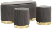 Mauro Ferretti Banca Cu Depozitare Și Taburet Shopy Gri Set 3 Bucăți Cm 80X37X42-29X33 | Aosom Romania