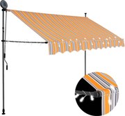 vidaXL Copertină retractabilă manual cu LED, galben & albastru, 250 cm