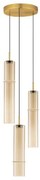 Lustra moderna cu 3 pendule LED, Metal, Sticla, Cognac, SANO