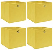 vidaXL Cutii de depozitare, 4 buc., galben, 32x32x32 cm, textil