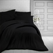 Lenjerie de pat Kvalitex Stripe, satin, negru, 240 x 220 cm, 2 buc. 70 x 90 cm