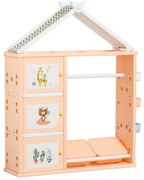 HOMCOM Organizator Jucării cu Containere și Cuier, 128x34x155cm, Portocaliu | Aosom Romania