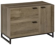 Bufet Multifuncțional Modern HOMCOM, Combinație Lemn și Metal, 2 Sertare și Dulapior, Design Elegant, 80x41.5x58cm, Lemn Natural | Aosom Romania