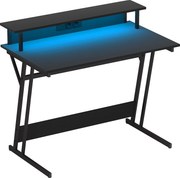 HOMCOM Birou de Gaming cu Lumini LED și Suport pentru Monitor, Masă Gaming cu Port USB și TYPE C, 100x60x88,5 cm, Negru | Aosom Romania