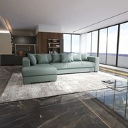 Colțar extensibil dumonde cu ladă de depozitare si sezut confortabil din spuma high-density, Gloria Enjoy Mint 320x183 cm