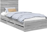 vidaXL Cadru de pat cu sertar Gri Sonoma 90 x 200 cm Lemn Ingineresc