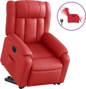 vidaXL Fotoliu rabatabil electric cu ridicare, roșu, piele ecologică