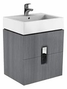 Dulap baza pentru lavoar suspendat cu 2 sertare Kolo Twins 60 cm, gri argintiu