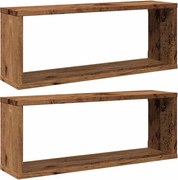 vidaXL Rafturi perete cub 2 buc. lemn vechi 60x15x23cm, lemn prelucrat