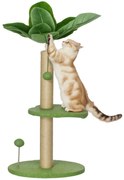 PawHut Arbore pentru Pisici cu Stâlp de Zgâriat, Platforme și Mingi de Jucărie, Ø40x83 cm, Verde | Aosom Romania