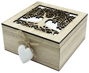 Cutie lemn TREE OF LIFE, 15x15x7cm