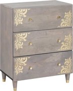 vidaXL Bufet Gri și Aur 60 x 33 x 75 cm Lemn de mango solid