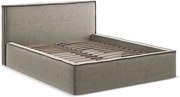 Pat matrimonial taupe tapițat cu spațiu de depozitare cu somieră 180x200 cm Anani – Makamii