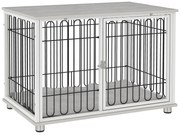 PawHut Cușcă pentru câini canisă pentru câini cu pernă picioare reglabile pentru câini medii până la 20 kg 90 x 58 x 62,5 cm gri | Aosom Romania