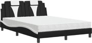 vidaXL Pat, Viana, cu saltea, negru și alb, 140x200 cm, piele ecologică