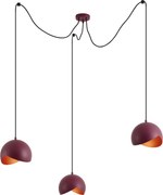 Lampă suspendată de design roșie cu sticlă opală cu 3 lumini - Tulip