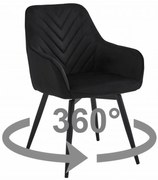 Scaun de masa rotativ NANA360 VELVET, negru
