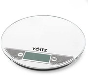Cantar de bucatarie Voltz V51651F, 5 kg, Sticla, TARA, Rotund, Alb