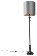 Lampa de podea clasica neagra cu abajur gri 40 cm - Classico