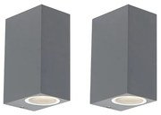 Set de 2 Aplice Moderne Gri Închis cu 2 Lumini IP44 - Baleno