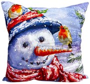 Perna decorativa de Craciun 40x40 cm cu om de zapada PPC02