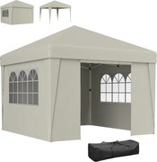 Outsunny Pavilion de grădină pliabil 3 x 3 x 2,75 m anti-UV 30 + cu ferestre + pereți laterali + geantă de transport crem | Aosom Romania