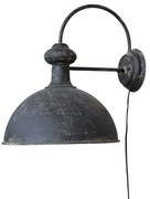 Aplica de perete din metal, finisaj negru antichizat, H42 cm, Factory