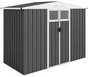 Outsunny Șopron de Grădină cu 4 Guri de Ventilație, 2 Ferestre și Acoperiș Înclinat, 246x117x161/180 cm, Gri Închis | Aosom Romania