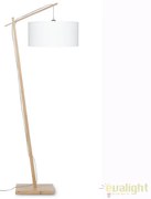 Lampadar cu cadru din bambus si abajur din tesatura in, Andes natur/ alb ANDES/F/4723/W