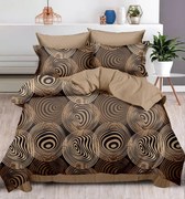 Lenjerie Pat Dublu, Bumbac Finet, 6 Piese, CU ELASTIC - Brown Pattern